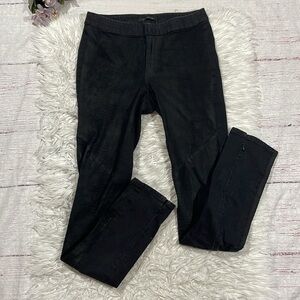 Elie Tahari Crocodile Embossed Leather Paneled Mid Rise Skinny Pants